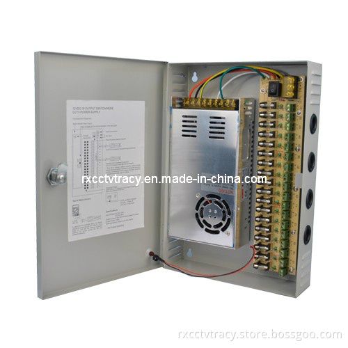 Power Supply Unit with Fan and Heater 18 Channel 12V DC 30A for CCTV (RX-PS360-18C)